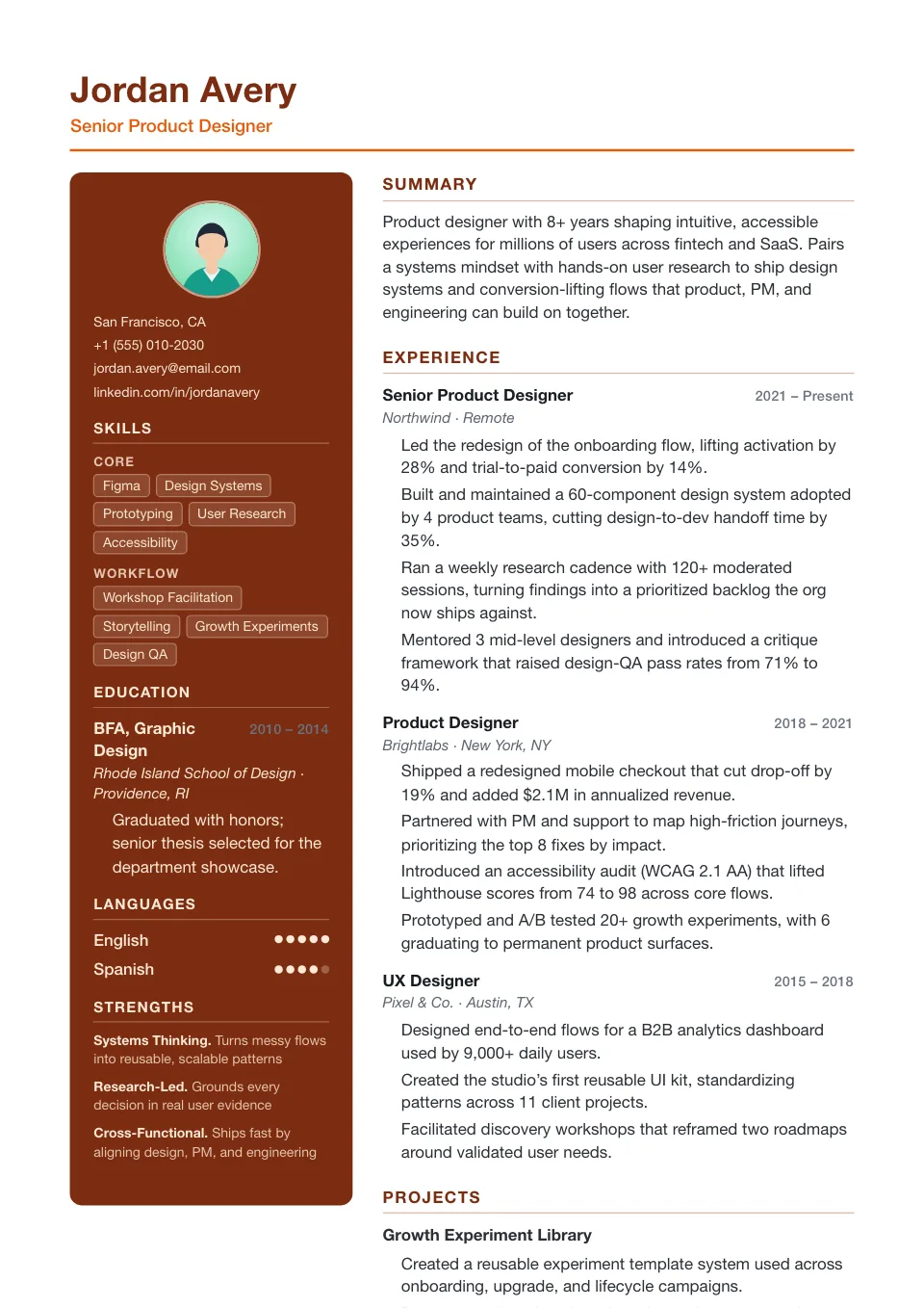 ATS-friendly resume example created with the resume builder
