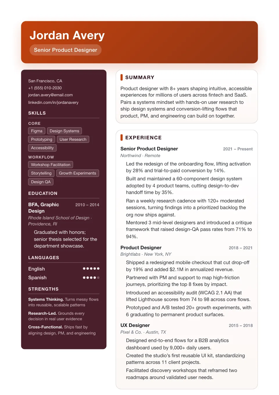 creative resume template preview