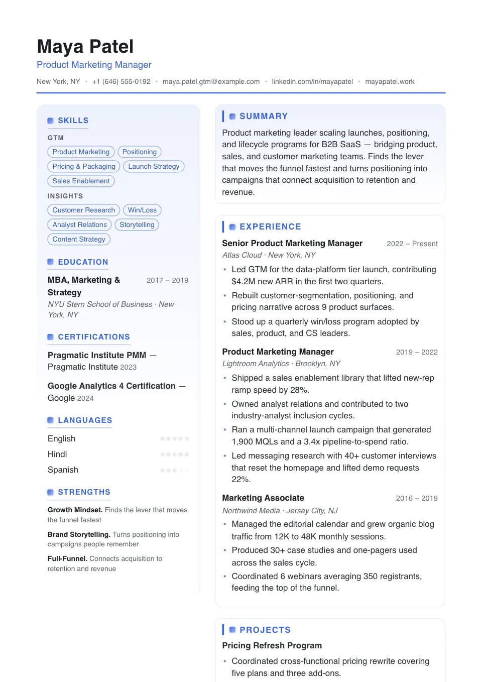 Double Column Grid resume template, two-column layout