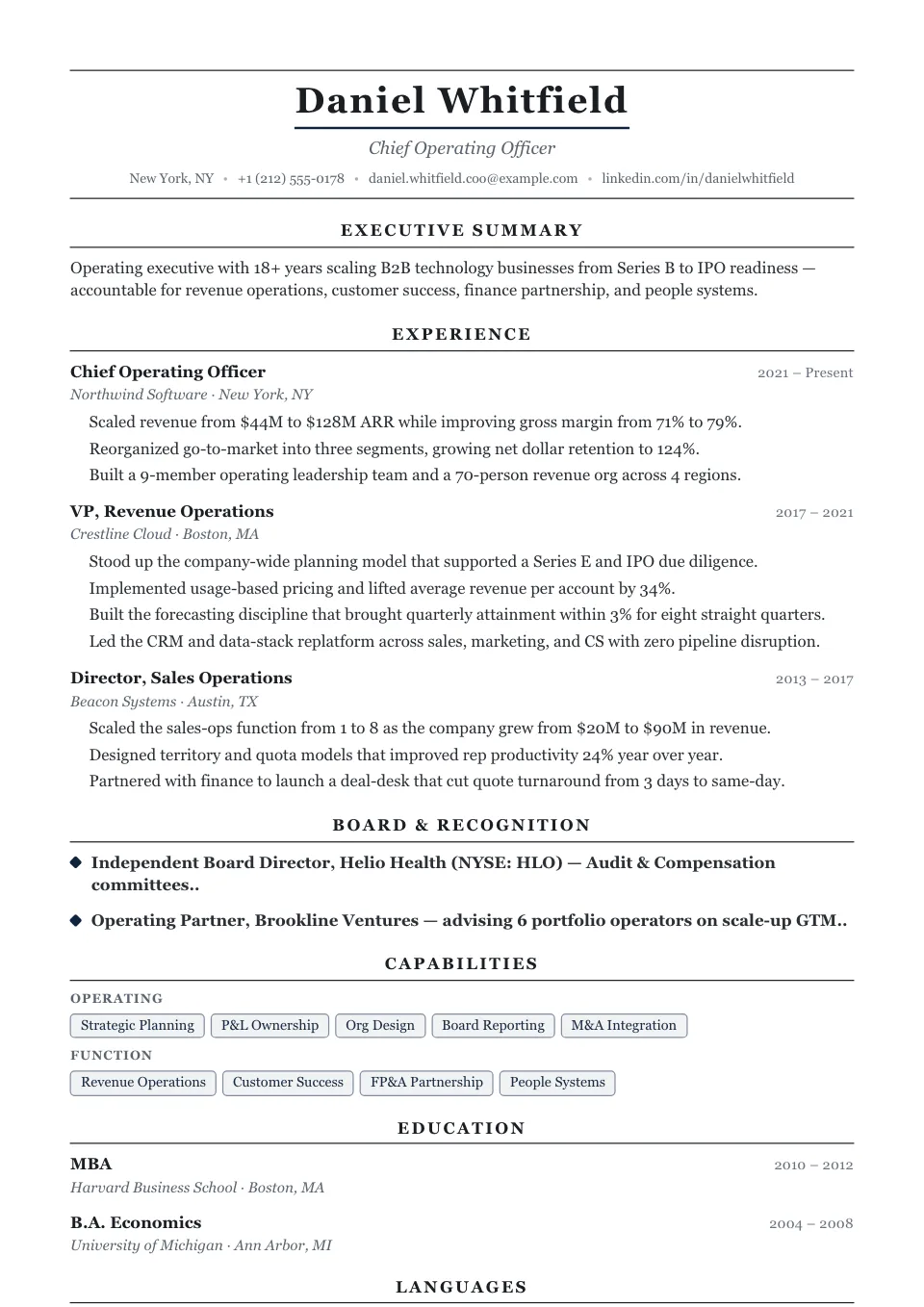 ivy league resume template preview