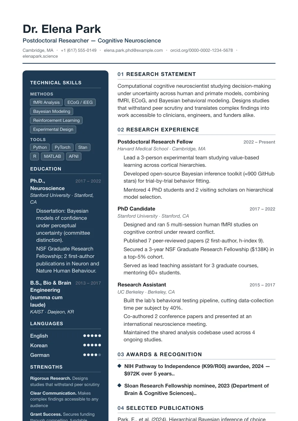 Quantum resume template, two-column layout