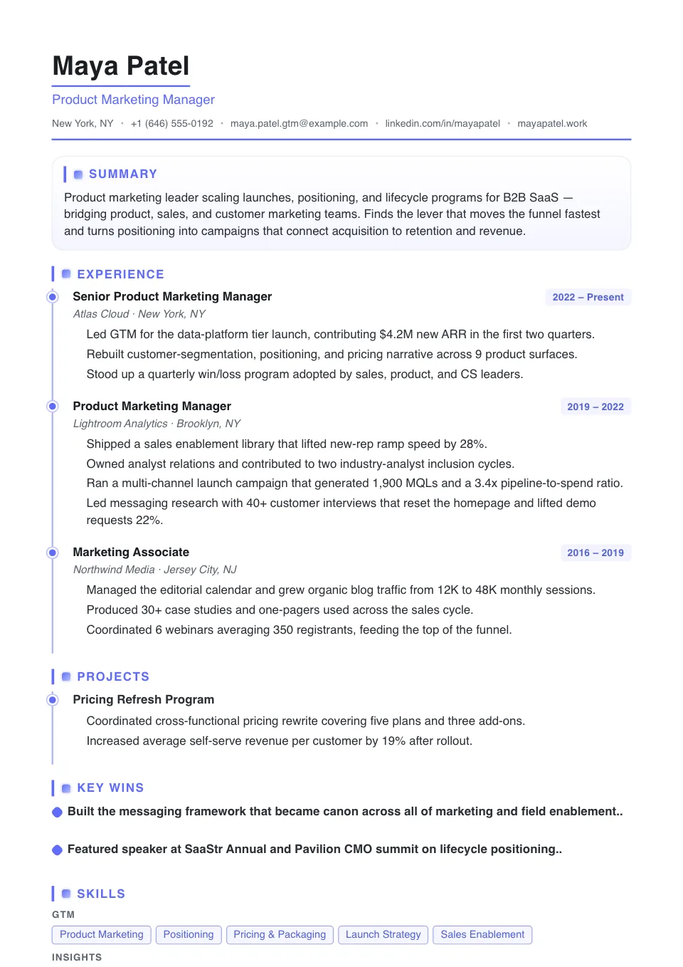 Timeline Pro resume template, ATS-friendly, single-column layout